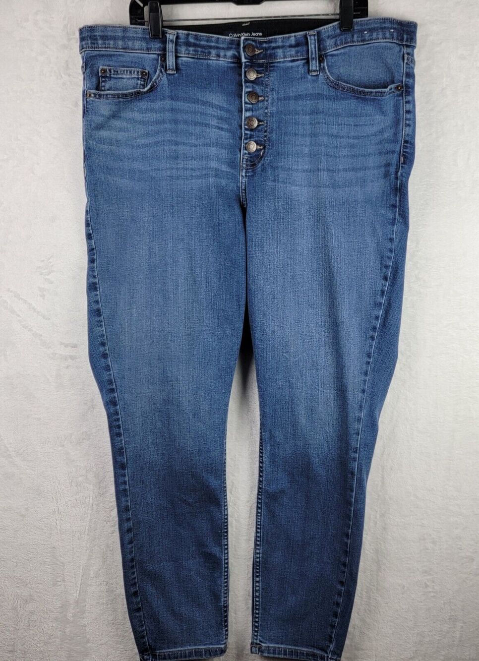 Calvin Klein High Rise Skinny Jeans Size 22W Button Fly Stretch Ankle Denim